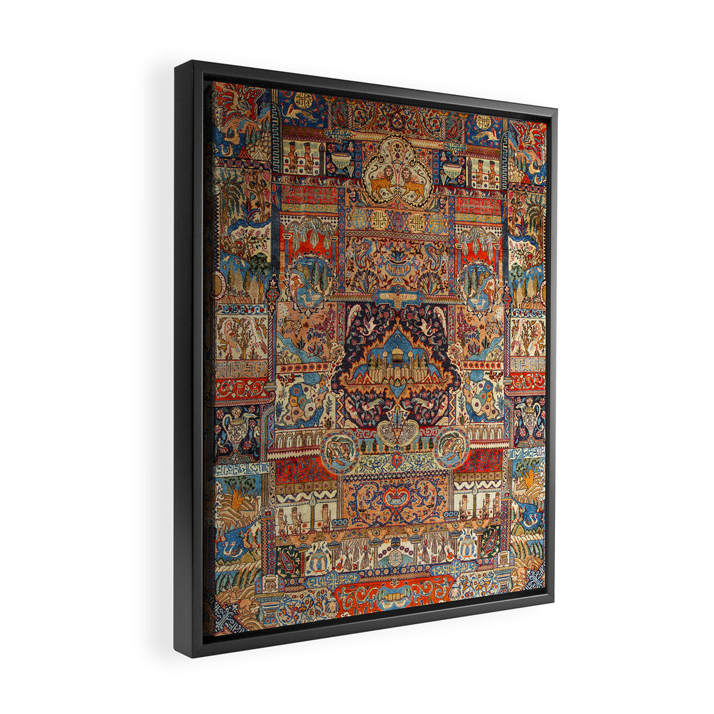 Golden Nature Antique Persian Kashmar Framed Canvas Print Gallery Image 2