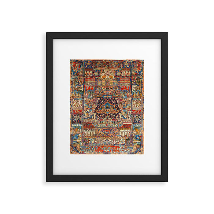Golden Nature Antique Persian Kashmar Framed Art Print Gallery Image 1