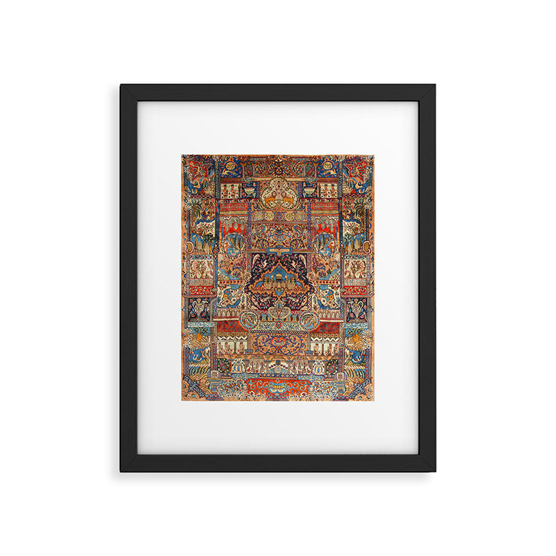 Golden Nature Antique Persian Kashmar Framed Art Print Gallery Image 5