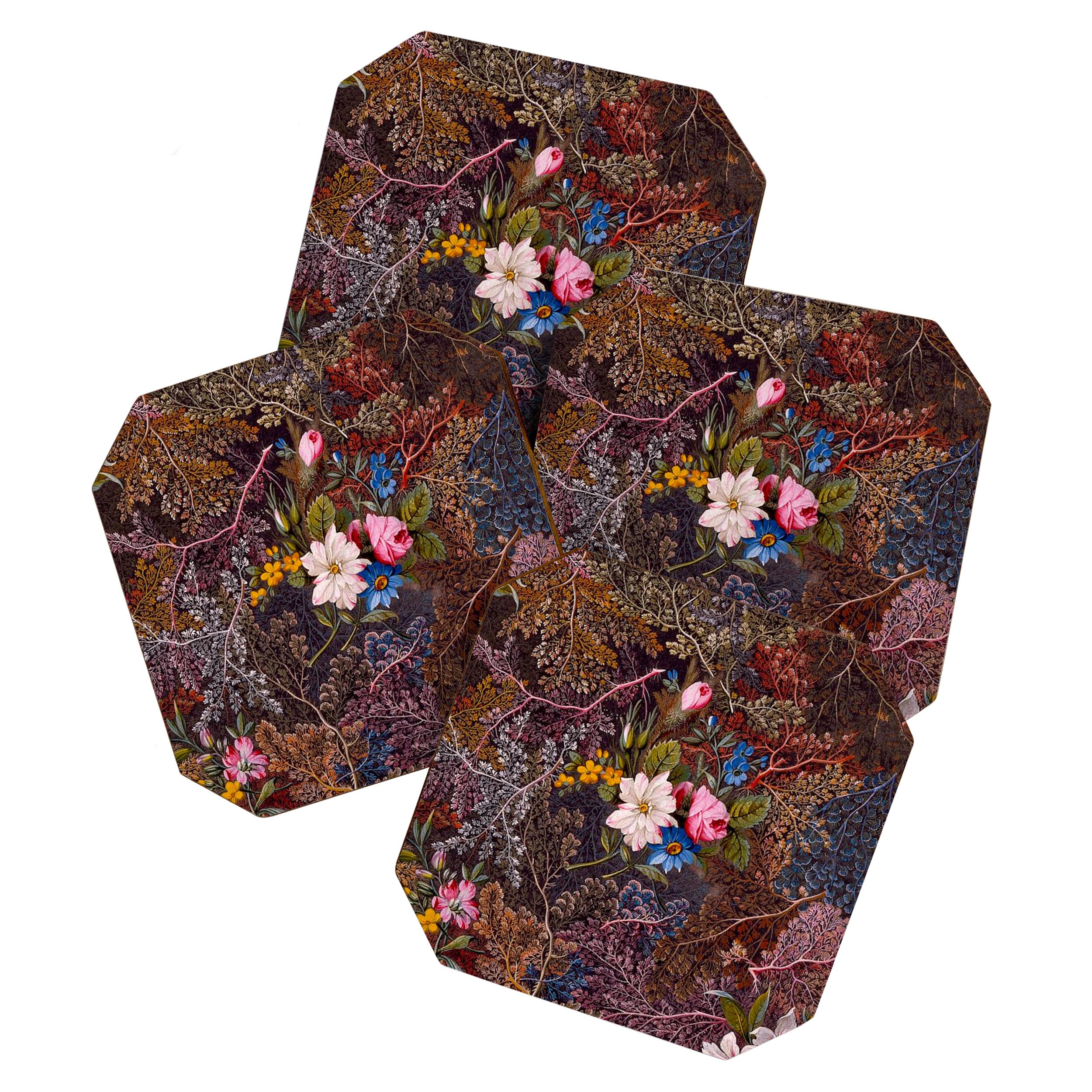 Gothic Floral Antique Textile Design 1788 William Kilburn Coaster Gallery Image 1