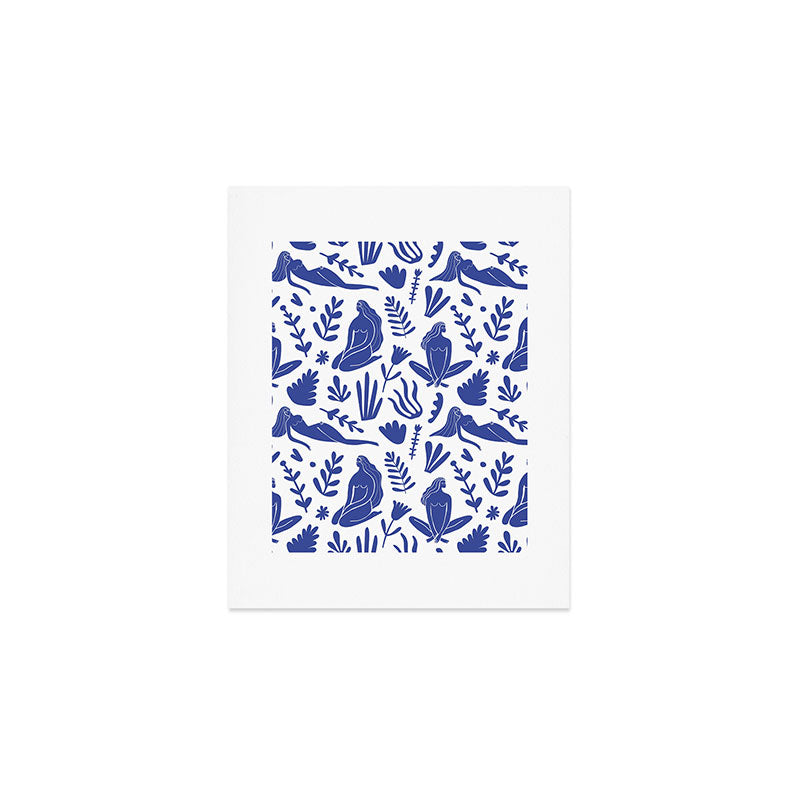 Henri Matisse Inspired Blue Nude Boho Female Figurative Pattern Art Print Gallery Image 1