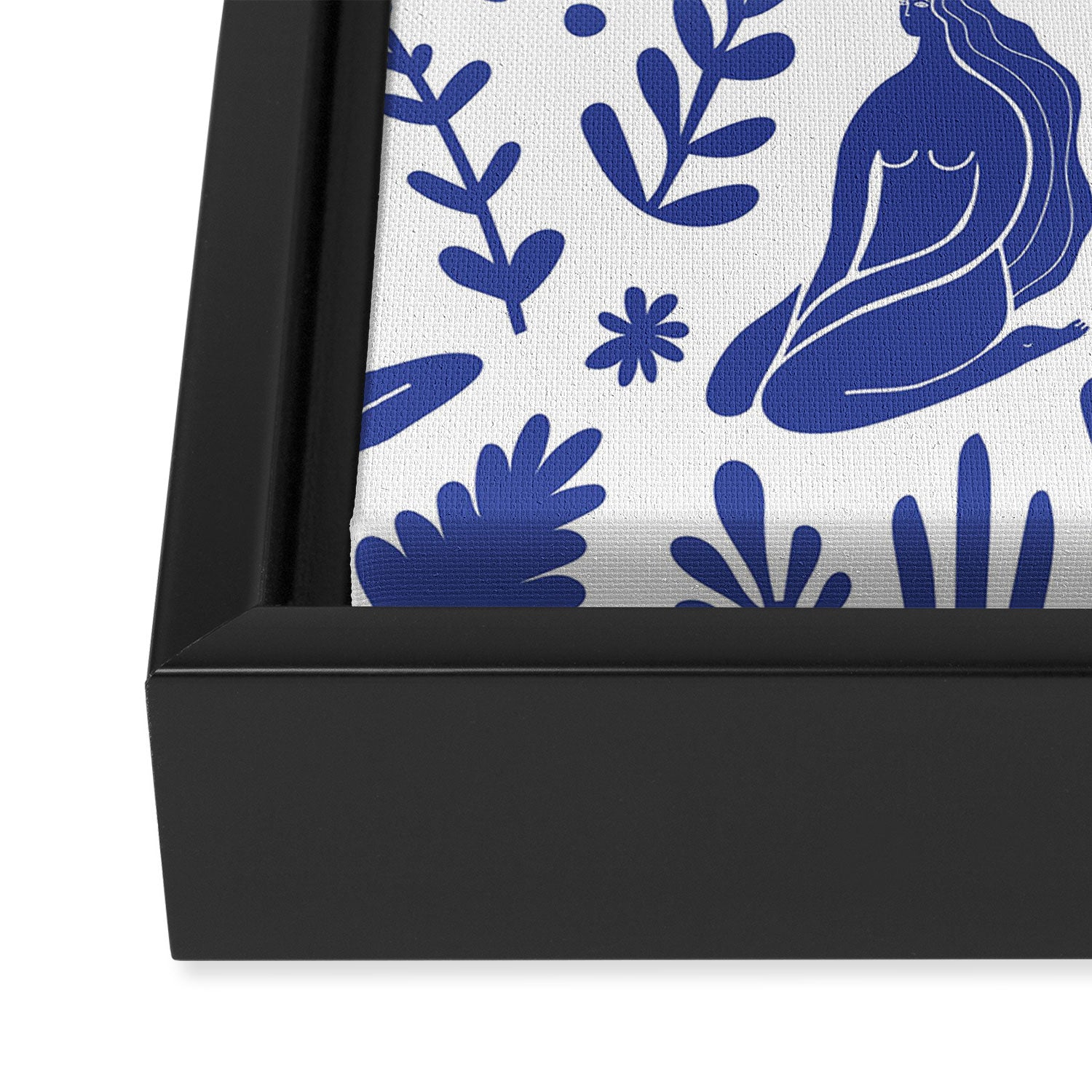 Henri Matisse Inspired Blue Nude Boho Female Figurative Pattern Framed Canvas Print Gallery Image 3