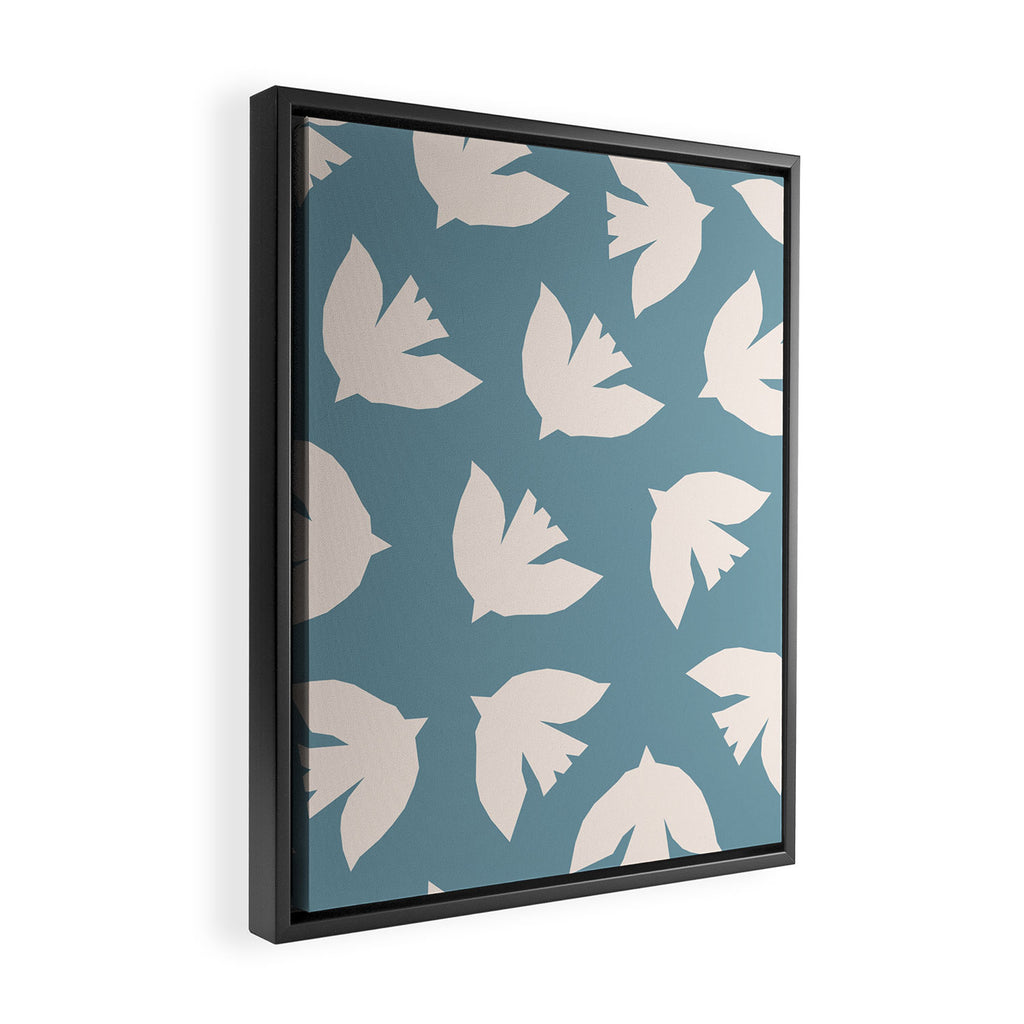 Henri Matisse Inspired Flying Doves Bird Pattern Framed Canvas Print Gallery Image 2