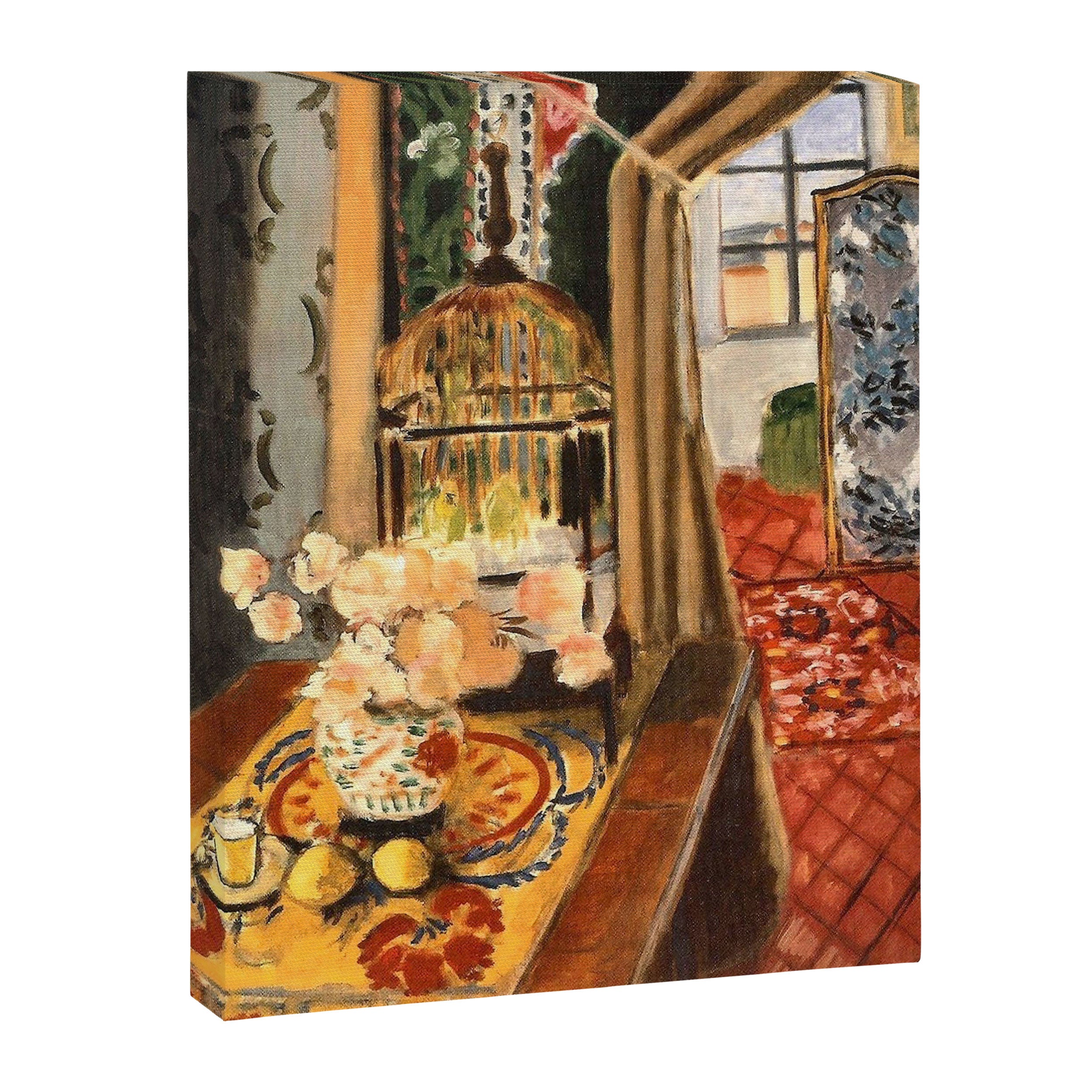 Henri Matisse Interior with Flowers & Parakeets Canvas Print Gallery Image 6