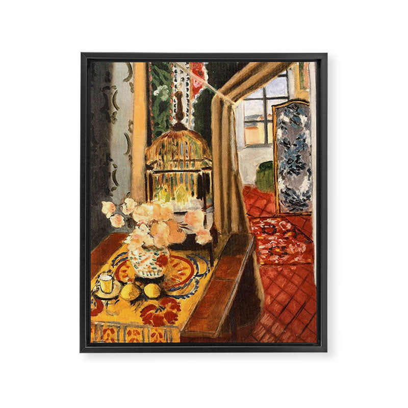 Henri Matisse Interior with Flowers & Parakeets Framed Canvas Print Gallery Image 6