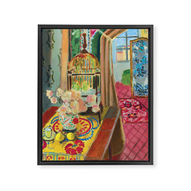 Henri Matisse Interior with Flowers & Parakeets II Framed Canvas Print Gallery Image 6