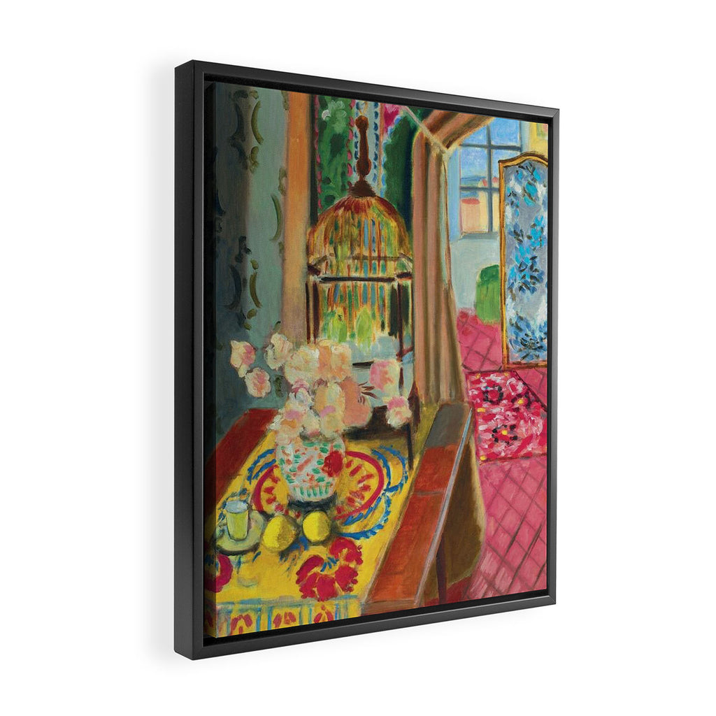 Henri Matisse Interior with Flowers & Parakeets II Framed Canvas Print Gallery Image 2