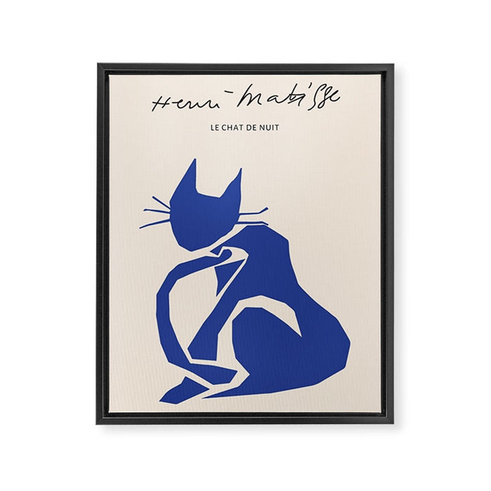 Henri Matisse 'The Night Cat' Blue Feline Abstract Figure Art Framed Canvas Print Gallery Image 1