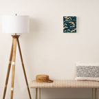 Japanese Crane Oriental Ocean Wave Pattern Canvas Print Gallery Image 2