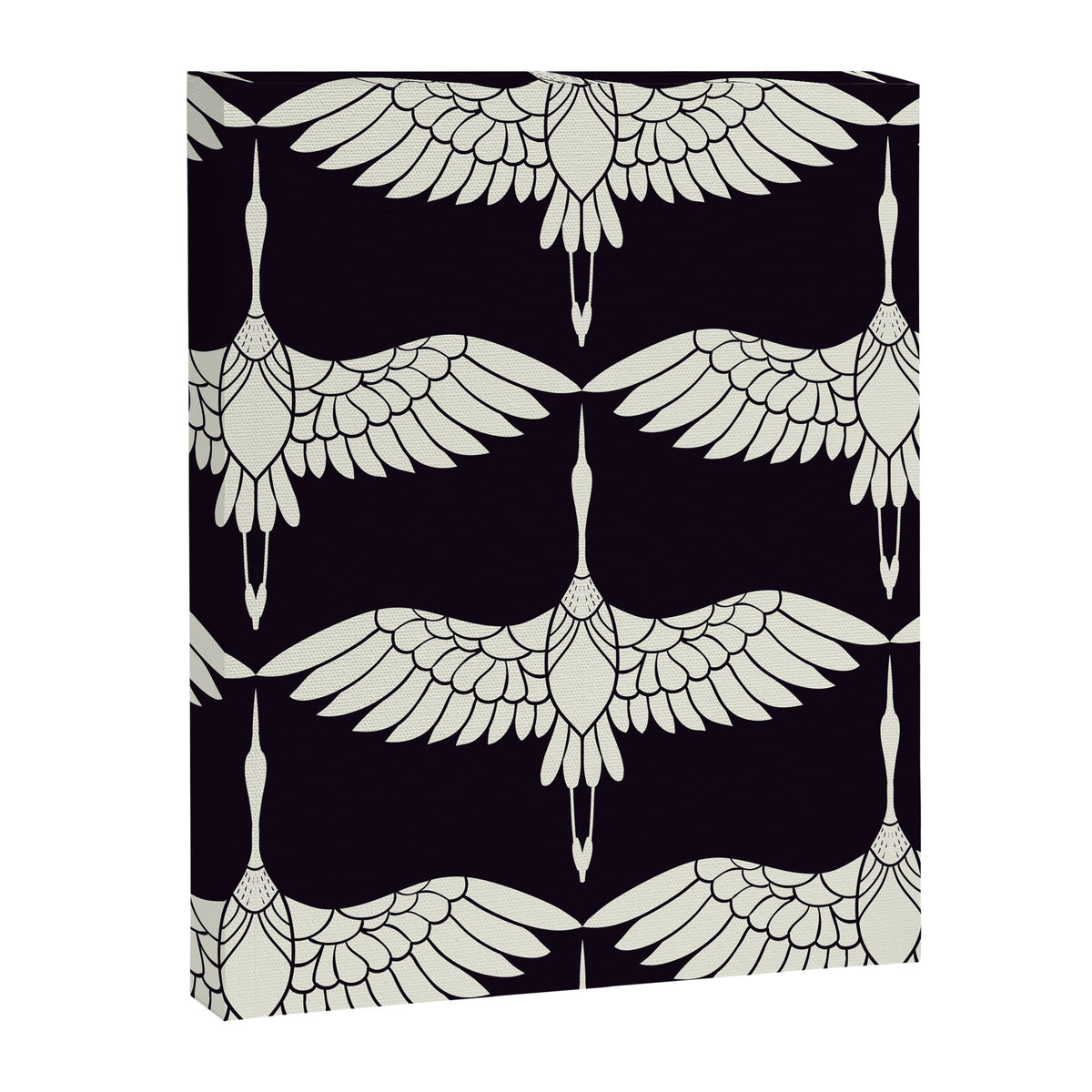 Japanese Crane Ornate Art Deco Black & White Pattern Canvas Print Gallery Image 8