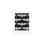 Japanese Crane Ornate Art Deco Black & White Pattern Art Print Gallery Image 1