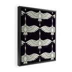 Japanese Crane Ornate Art Deco Black & White Pattern Framed Canvas Print Gallery Image 2