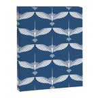 Japanese Crane Ornate Art Deco Blue & White Pattern Canvas Print Gallery Image 8