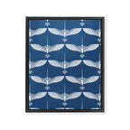 Japanese Crane Ornate Art Deco Blue & White Pattern Framed Canvas Print Gallery Image 8