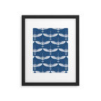 Japanese Crane Ornate Art Deco Blue & White Pattern Framed Art Print Gallery Image 6
