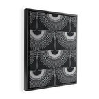 Japanese Crane Ornate Art Deco Dark Monochrome Pattern Framed Canvas Print Gallery Image 2