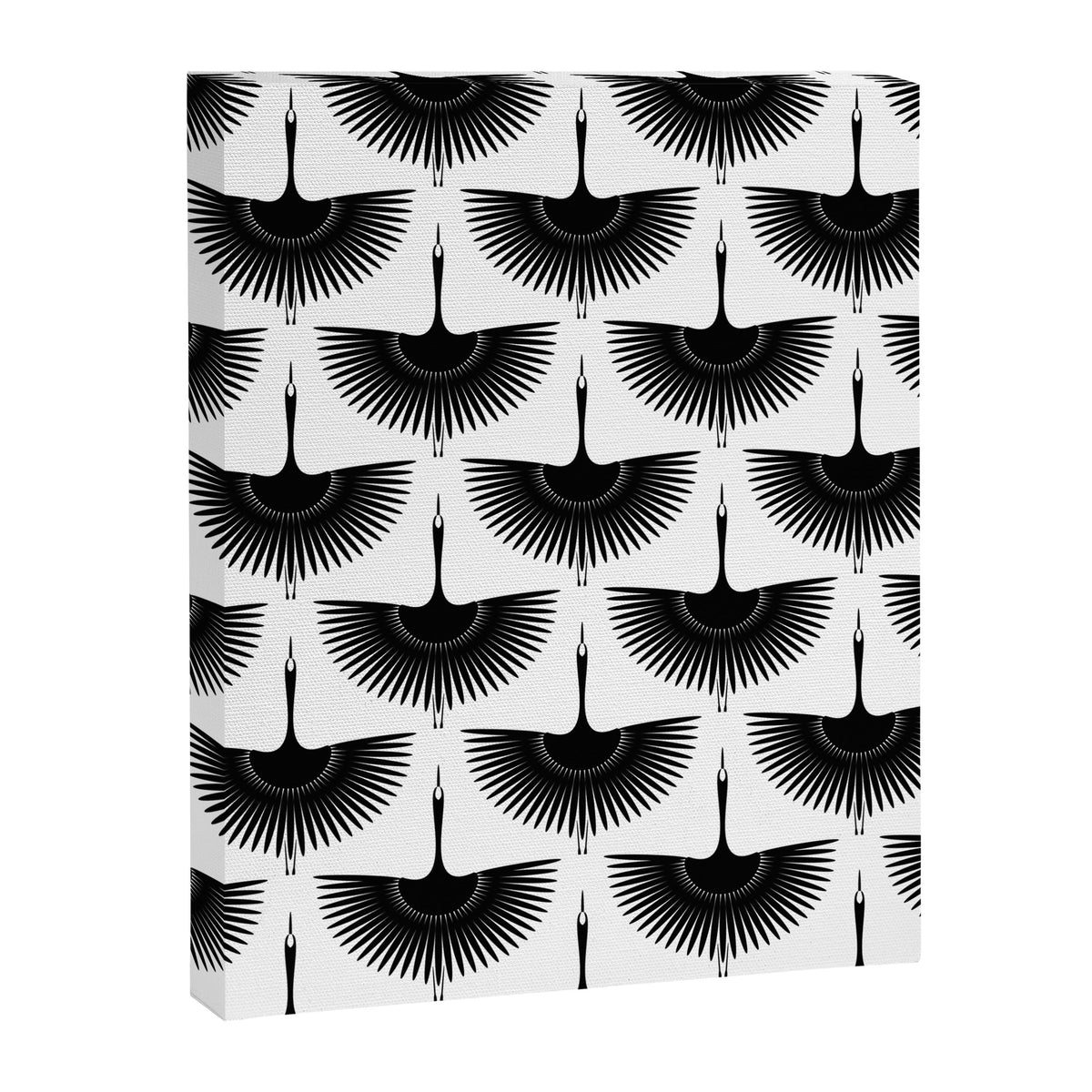 Japanese Crane Ornate Art Deco Monochrome Pattern Canvas Print Gallery Image 8