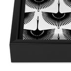 Japanese Crane Ornate Art Deco Monochrome Pattern Framed Canvas Print Gallery Image 3
