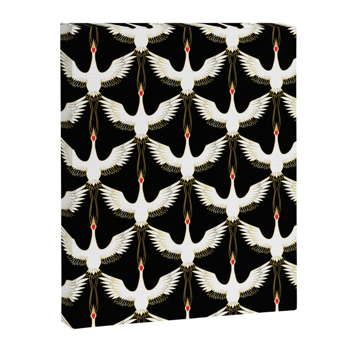 Japanese Crane Ornate Art Deco Pattern Canvas Print Gallery Image 1