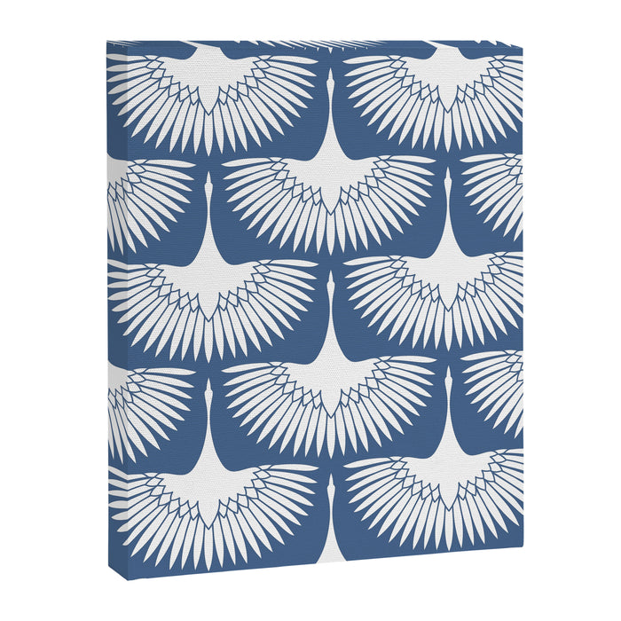 Japanese Crane Ornate Art Deco Powder Blue Pattern  Canvas Print Gallery Image 1