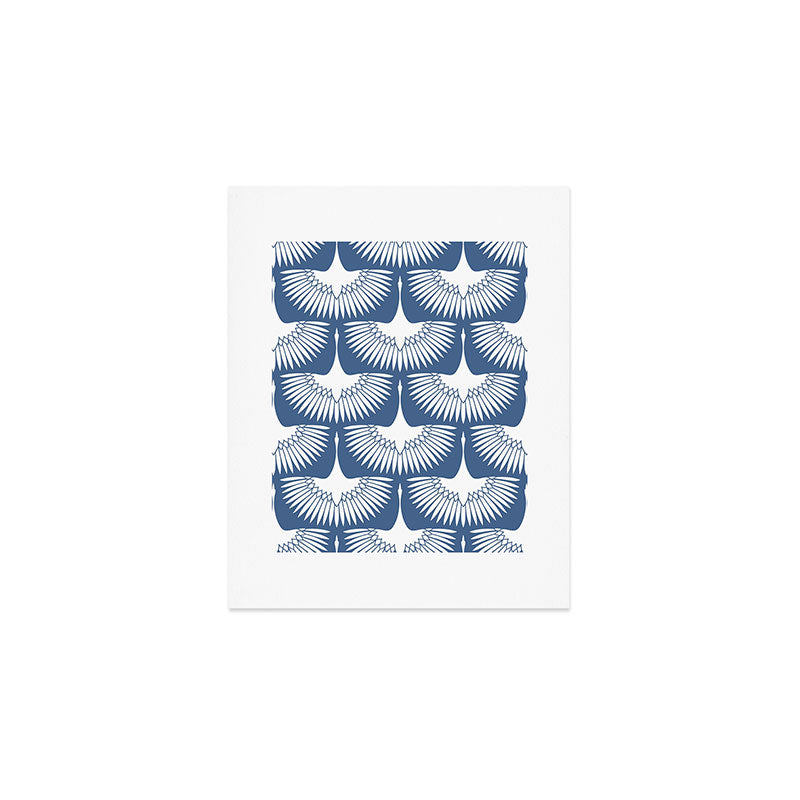 Japanese Crane Ornate Art Deco Powder Blue Pattern  Art Print Gallery Image 1