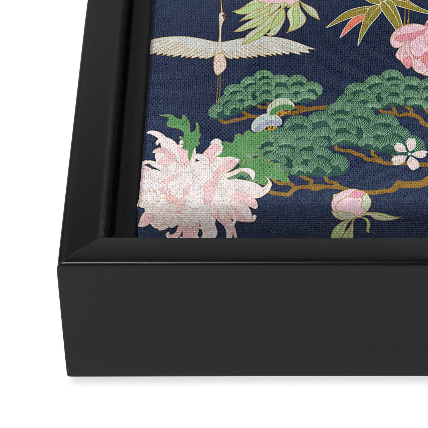 Japanese Crane Tropical Exotic Flower Pattern Framed Canvas Print Gallery Image 3