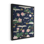 Japanese Crane Tropical Exotic Flower Pattern Framed Canvas Print Gallery Image 2
