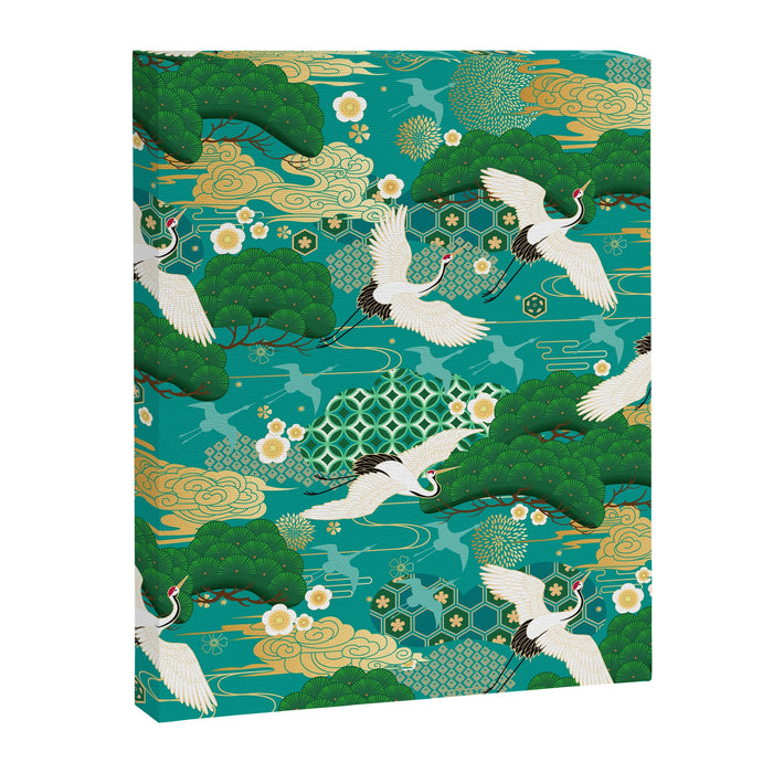 Japanese Flying Crane Aqua Mint Forest Pattern Canvas Print Gallery Image 1