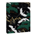 Japanese Flying Crane Wild Emerald Forest Pattern Canvas Print Gallery Image 8
