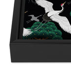 Japanese Flying Crane Wild Emerald Forest Pattern Framed Canvas Print Gallery Image 3