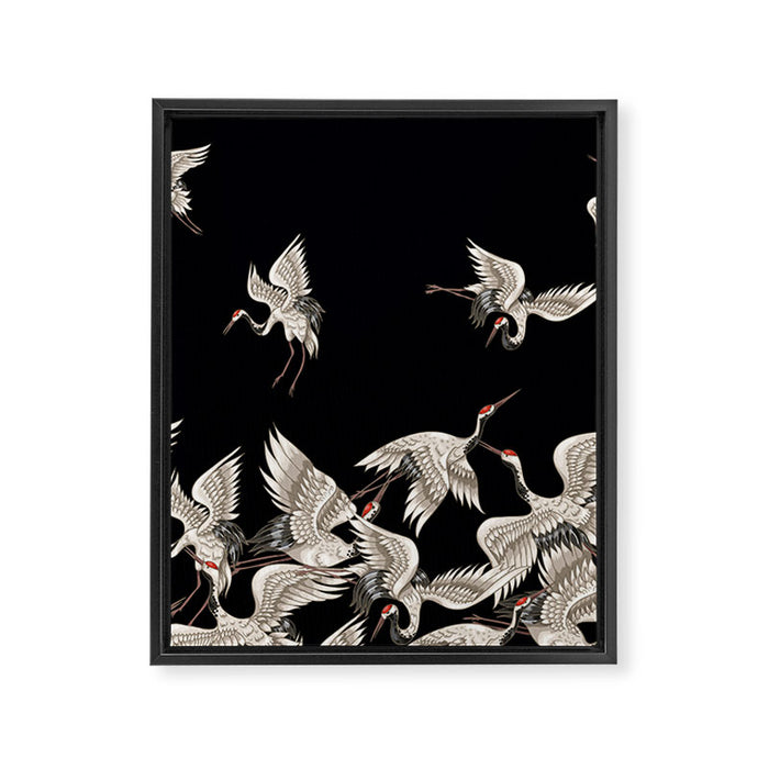 Japanese Flying Herons Framed Canvas Print Gallery Image 1
