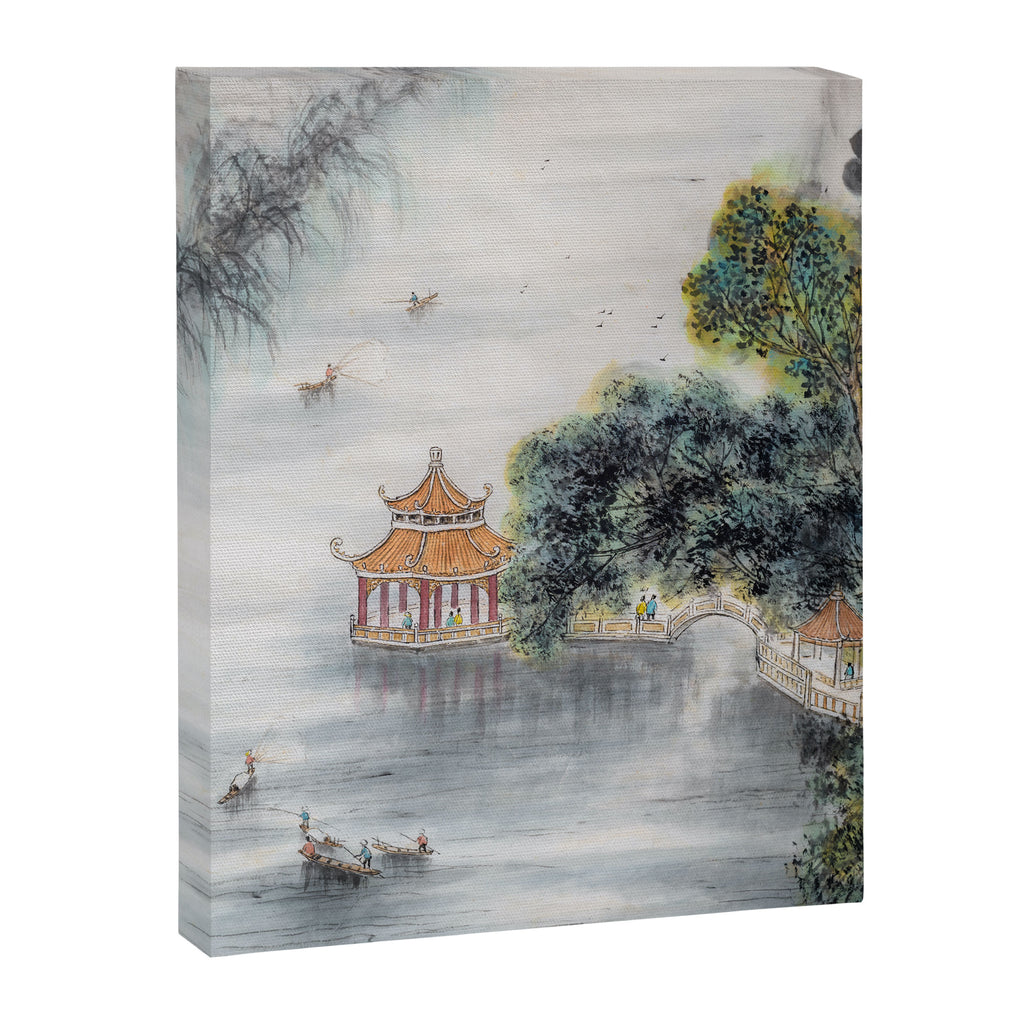 Japanese Misty Mountain Pagoda Temple Landscape Canvas Print Gallery Image 6