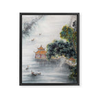 Japanese Misty Mountain Pagoda Temple Landscape Framed Canvas Print Gallery Image 6