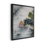 Japanese Misty Mountain Pagoda Temple Landscape Framed Canvas Print Gallery Image 2