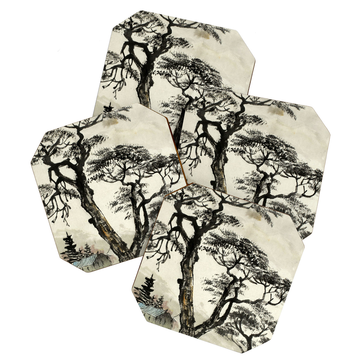 Japanese Mountain Forest Tree Landscape Coaster Gallery Image 1