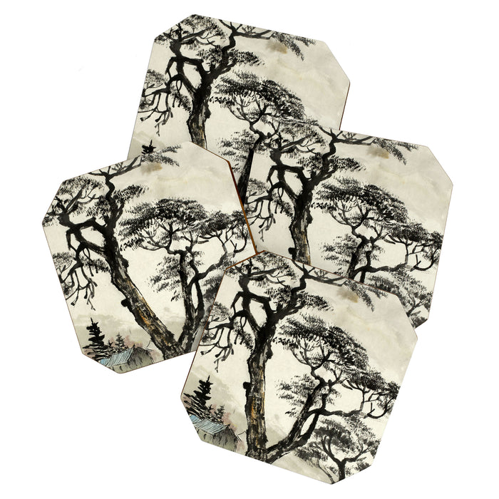 Japanese Mountain Forest Tree Landscape Coaster Gallery Image 1
