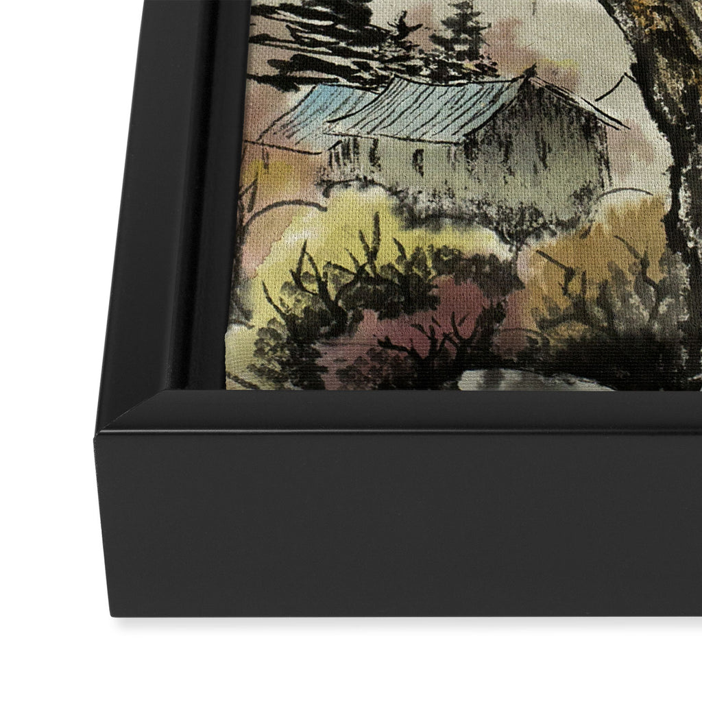 Japanese Mountain Forest Tree Landscape Framed Canvas Print Gallery Image 3