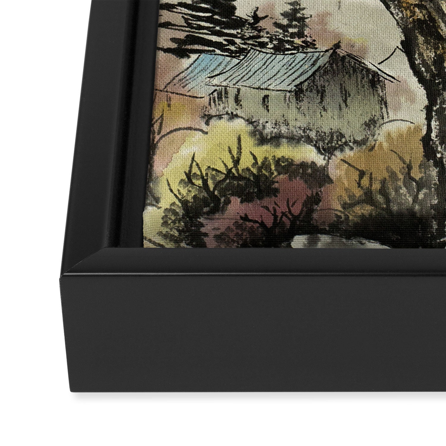 Japanese Mountain Forest Tree Landscape Framed Canvas Print Gallery Image 3