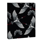 Japanese Ornate Heron Pattern Black & Silver White Canvas Print Gallery Image 8