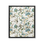 Japanese Ornate Heron Pattern Ivory Silver Blue II Framed Canvas Print Gallery Image 8