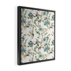Japanese Ornate Heron Pattern Ivory Silver Blue II Framed Canvas Print Gallery Image 2