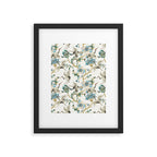 Japanese Ornate Heron Pattern Ivory Silver Blue II Framed Art Print Gallery Image 6
