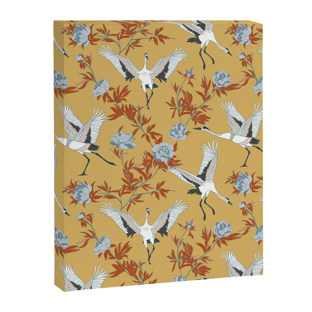 Japanese Ornate Heron Pattern Saffron Gold II Canvas Print Gallery Image 8