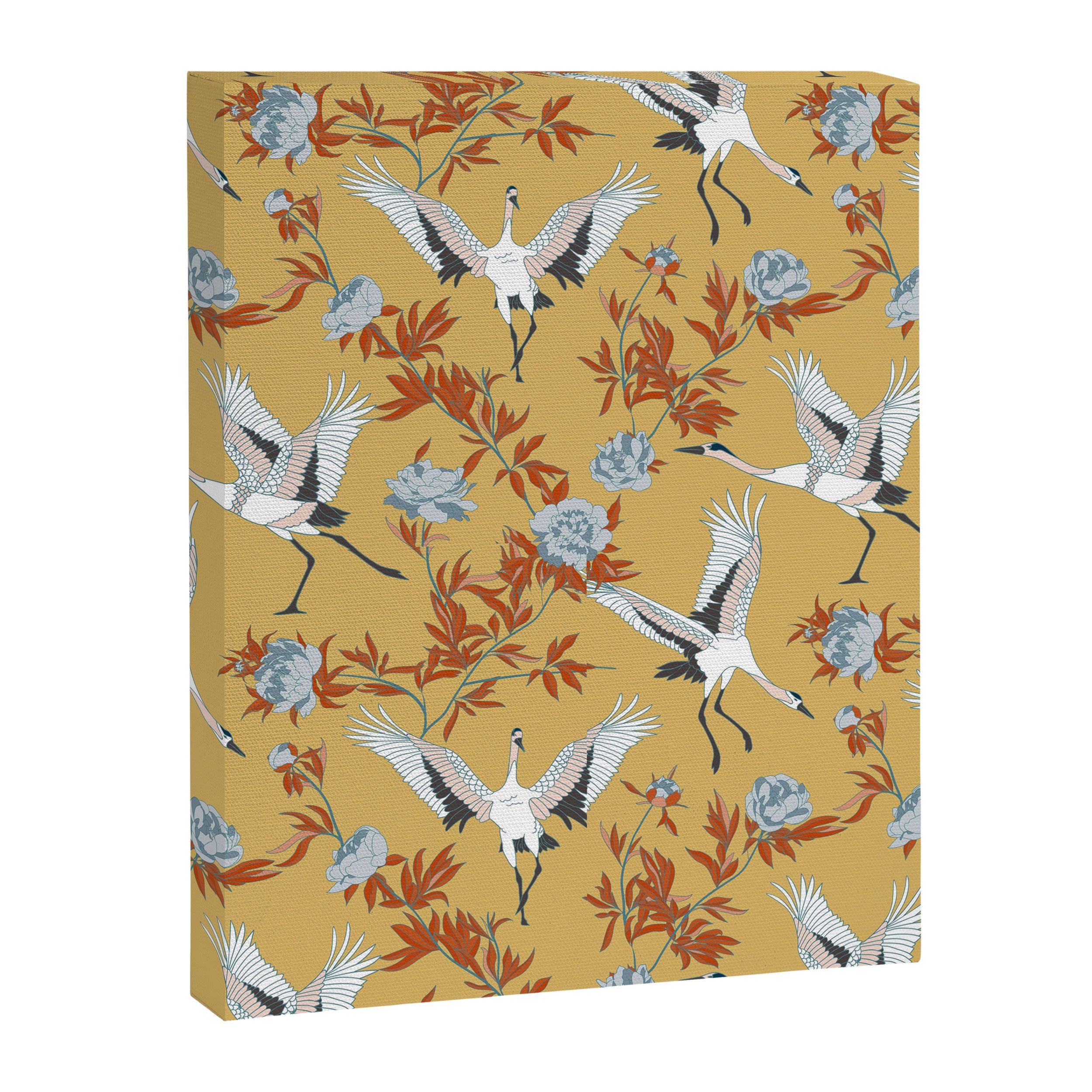 Japanese Ornate Heron Pattern Saffron Gold II Canvas Print Gallery Image 8