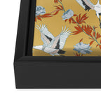 Japanese Ornate Heron Pattern Saffron Gold II Framed Canvas Print Gallery Image 3