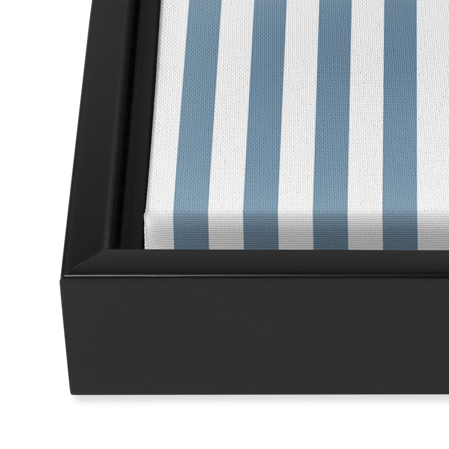 Light Blue & White Simple Stripe Framed Canvas Print Gallery Image 3