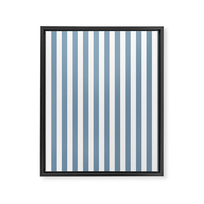 Light Blue & White Simple Stripe Framed Canvas Print Gallery Image 1