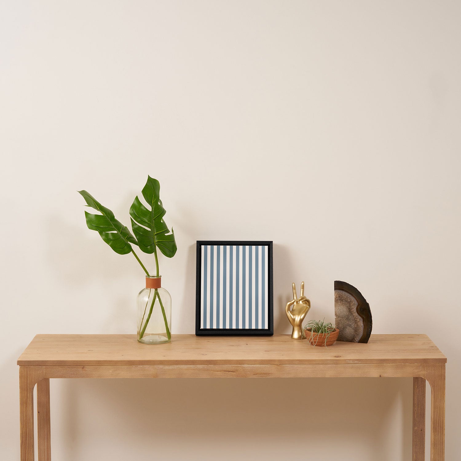 Light Blue & White Simple Stripe Framed Canvas Print Gallery Image 4