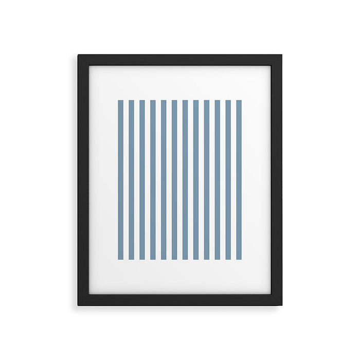 Light Blue & White Simple Stripe Framed Art Print Gallery Image 1