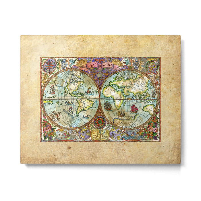 Magical Antique World Map  Metal Print Gallery Image 1